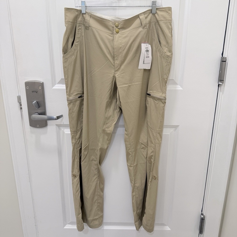 L.L.Bean Womens 16 Hiking Pants Wicking Stretch Roll Up Khaki Outdoor NEW W tag